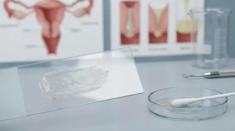 Vetrino da laboratorio con campione e tampone in piastra, in ambito ginecologico